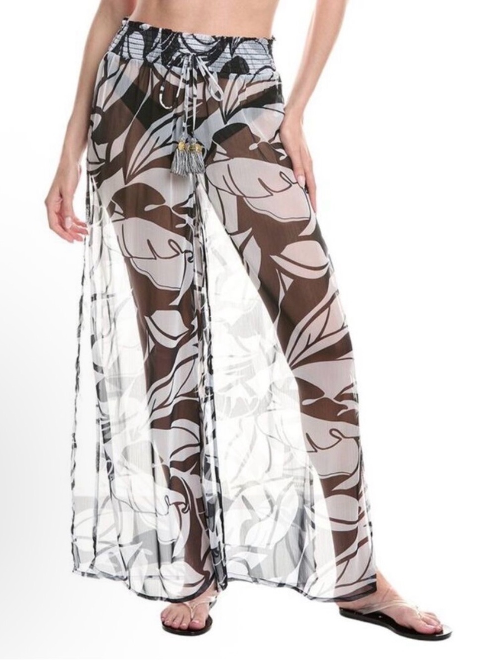 Ramy Brook Sheer Floral Maxi Skirt - Black & White